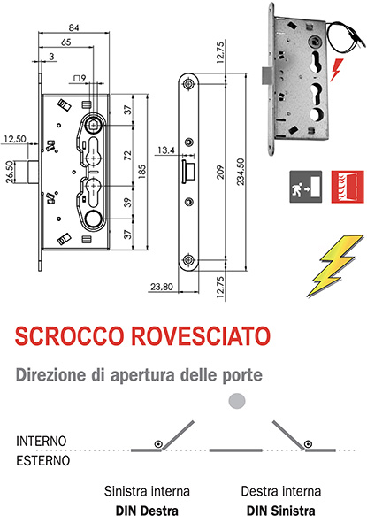 ELETTROSERRATURE ISEO 214 ANTIP. SC.ROVESCIATO    