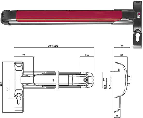 MANIGLIONI ANTIPANICO ISEO 94F PUSH X SERR.INFIL. 