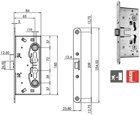 SERRATURE MECCANICHE ANTIPANICO ISEO 214          