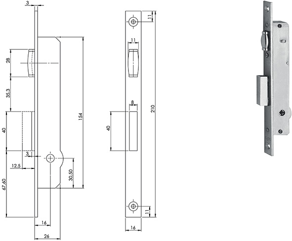 SERRATURE FIAM-ISEO INFILARE A SPILLO ART.902     