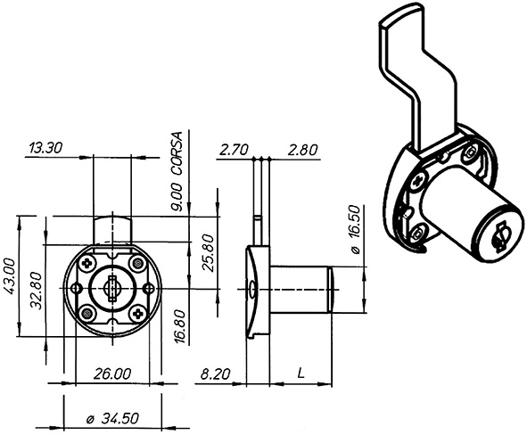 SERRATURE PER MOBILI MERONI 2630 P9               