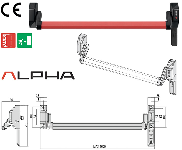 MANIGLIONI CISA INFILARE ALPHA PUSH ART.5M617 FR  