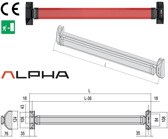 MANIGLIONI CISA ALPHA TOUCH ART.5M816             