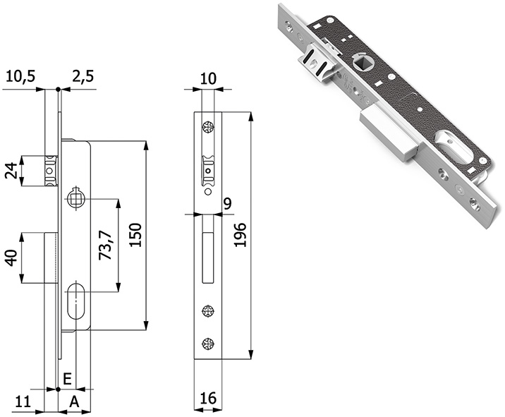 SERRATURE OMEC INFILARE PER MONTANTI ART.350      
