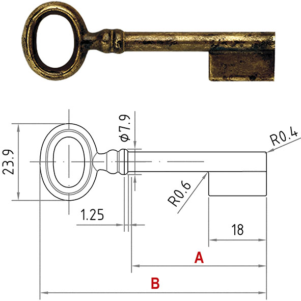 CHIAVI PER MOBILI A LEVA METAL 33718  BARBA LARGA 