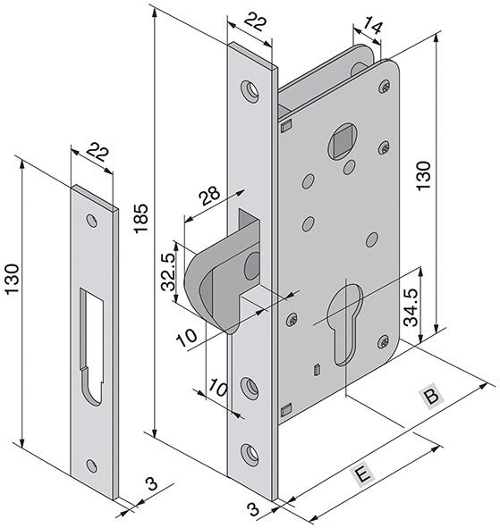 SERRATURE WELKA 026 INFILARE A GANCIO             