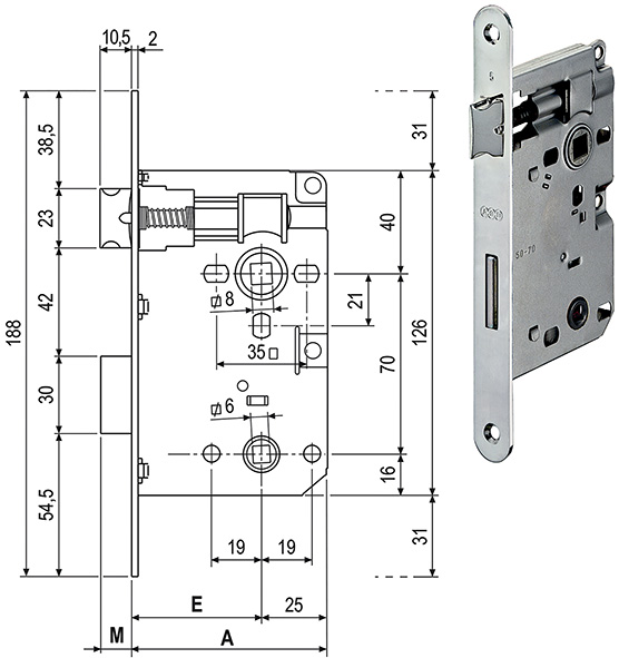 SERRATURE AGB PATENT PICCOLA WC B.TONDO ART.579   