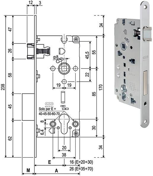 SERRATURE AGB A CILINDRO SAG. B.TONDO ART.80851   