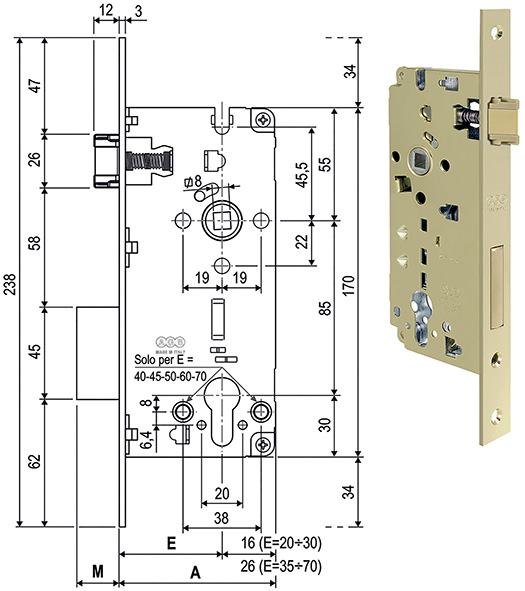 SERRATURE AGB A CILINDRO SAG. B.QUADRO ART.80852  