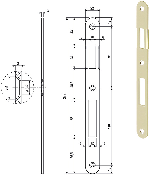 CONTROPIASTRE AGB X SERRATURE C/SAG BT ART.590.15 