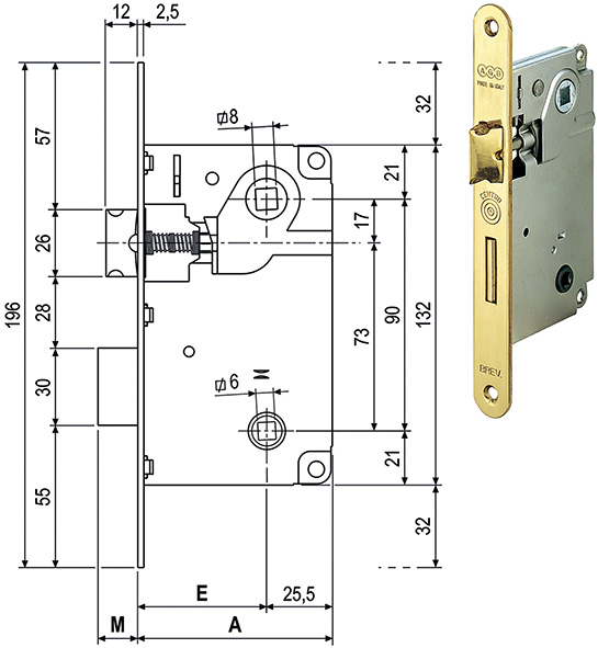 SERRATURE AGB CENTRO WC FRONTALE 22 ART.1005      