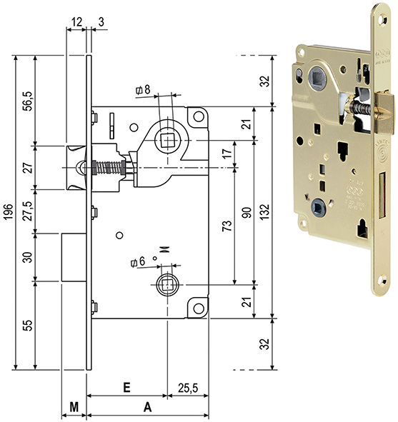 SERRATURE AGB CENTRO WC FRONTALE 18 ART.1006      