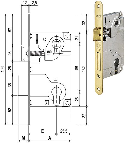 SERRATURE AGB CENTRO CIL.SAG. FRONTALE 22 ART.1024