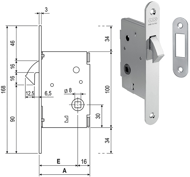 SERRATURE AGB PER SCORREVOLI GANCIO WC ART.703    