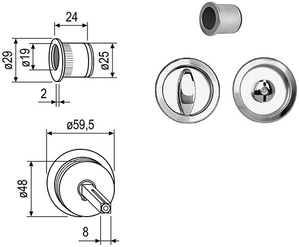 KIT ROSETTE AGB BAGNO PER SCORREVOLI ART.192012   