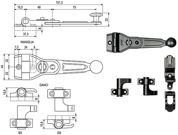 SPAGNOLETTE AGB UNICA KIT ART.903.15.93           