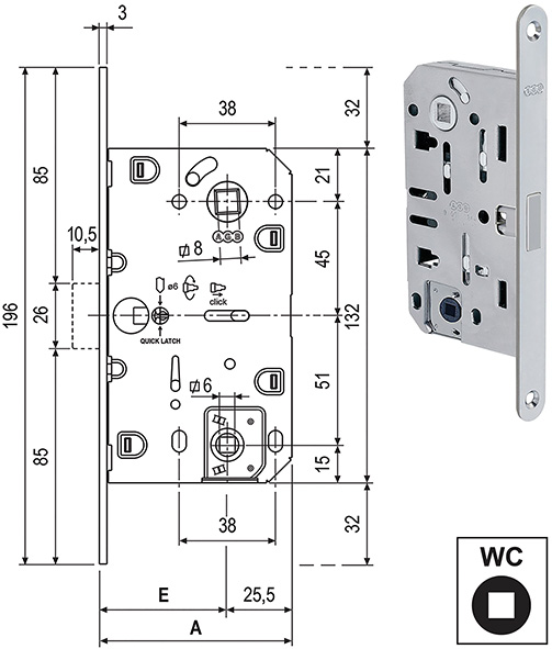 SERRATURE AGB POLARIS 2XT WC ART.6102             