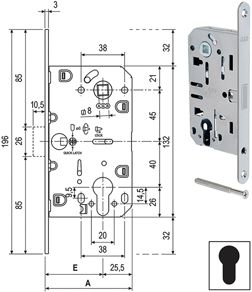 SERRATURE AGB POLARIS 2XT A CILINDRO SAG. ART.6103