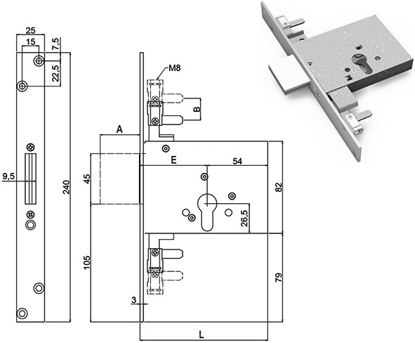 SERRATURE SECUREMME INFILARE TRIPLICI 2053        