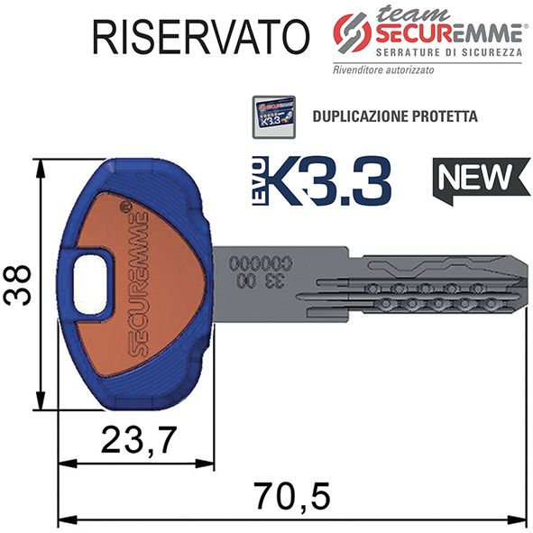 CHIAVI PUNZONATE SECUREMME TEAM EVOK3.3 A1        