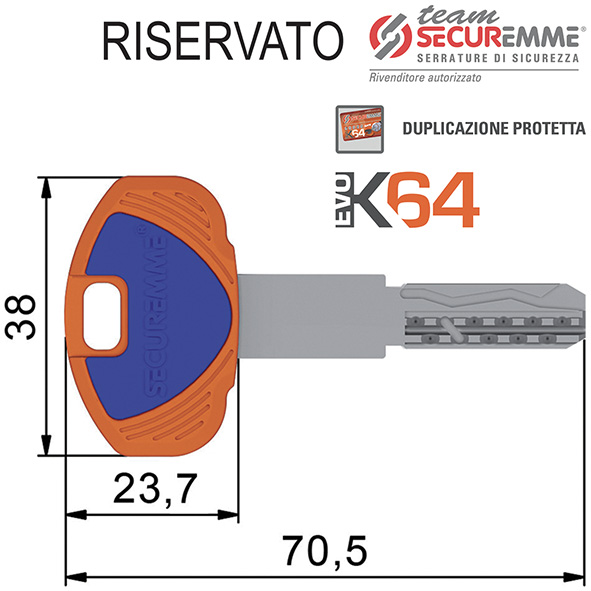 CHIAVI PUNZONATE SECUREMME TEAM EVOK64 1B 11 PERNI