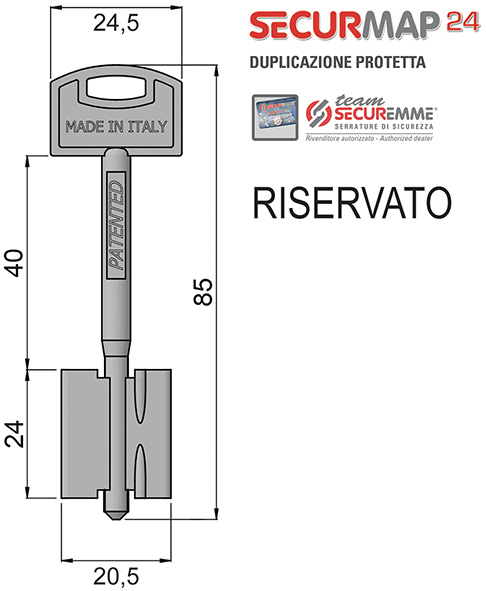 CHIAVI SICUREZZA D.MAPPA SECURMAP24 TEAM MM.85    