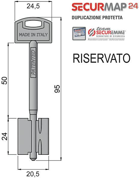 CHIAVI SICUREZZA D.MAPPA SECURMAP24 TEAM MM.95    