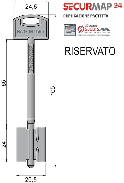 CHIAVI SICUREZZA D.MAPPA SECURMAP24 TEAM MM.105   