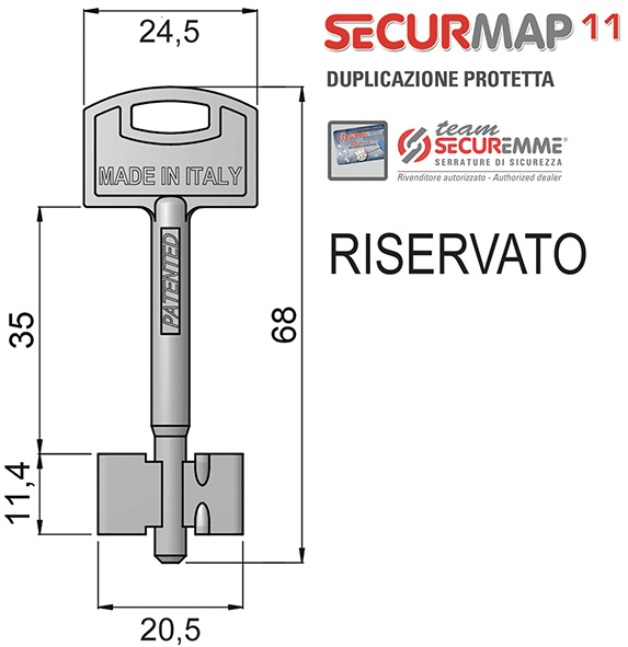 CHIAVI SICUREZZA D.MAPPA SECURMAP11 TEAM MM.68    