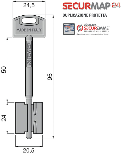 CHIAVI SECUREMME SECURMAP24 MM.95 * AGGIUNTIVA    