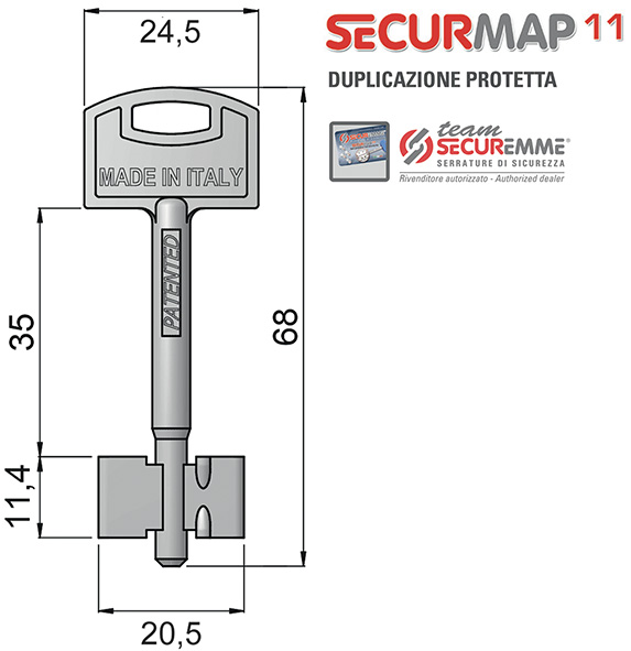CHIAVI SECUREMME SECURMAP11 MM.68 * AGGIUNTIVA    