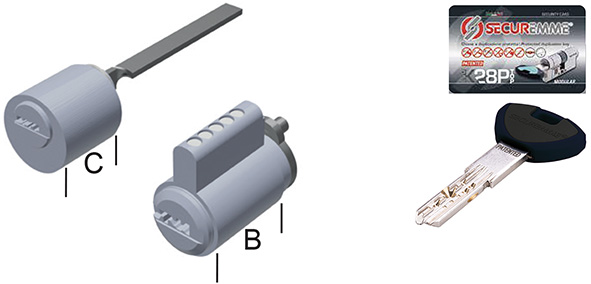 CILINDRI SECUREMME COPPIA EVOK28 SERR.ELETR. 1A721